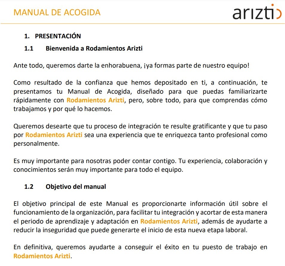 Diseño de Manual y Proceso de Acogida
